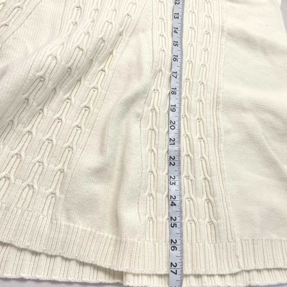 NWT Pilcro Anthropologie Cable Knit Long Swing Sweater Mock Neck Ivory L $138 - Picture 11 of 11